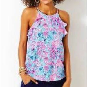 NWT Lily Pulitzer Billie Halter top Celestial Blue